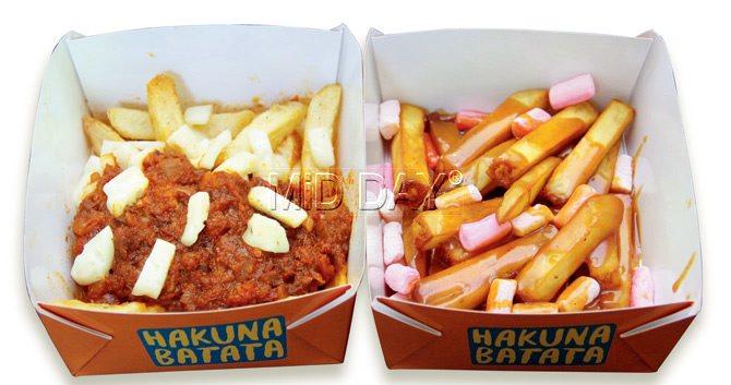 (From left) The Goan Vindaloo Poutine and The Toffee Poutine. pics/sharad vegda