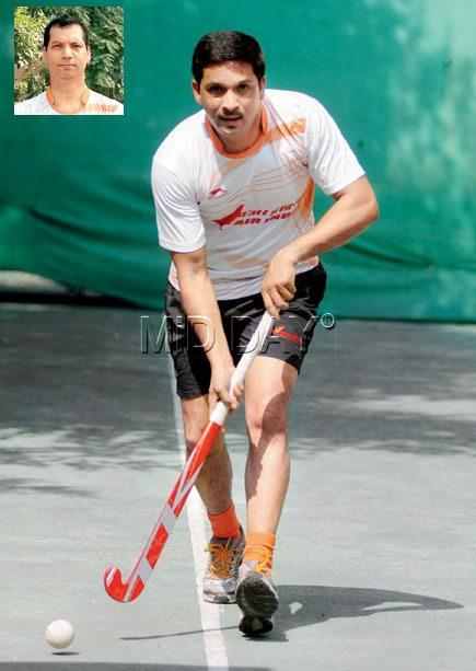Former India forward Gavin Ferreira at Malad Gymkhana yesterday. Pic/Nimesh Dave. Inset: Former  India defender Cornelius D’Costa