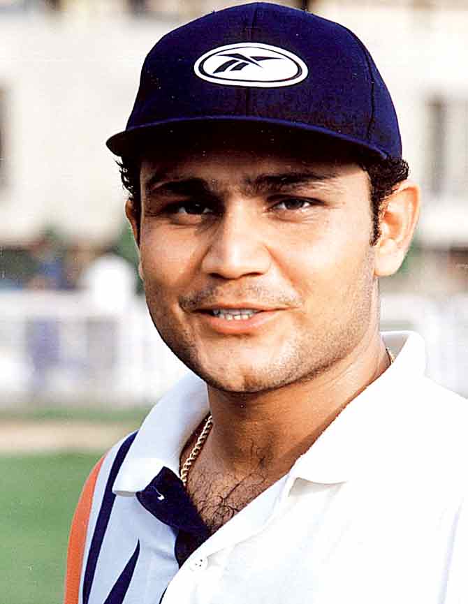 A young Virender Sehwag