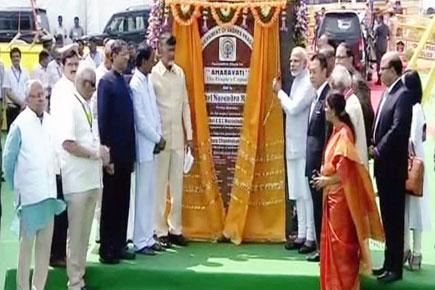 PM Narendra Modi lays foundation stone for Andhra capital Amaravati