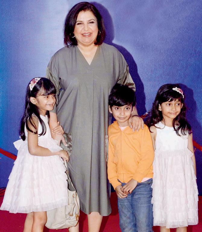 Farah Khan with her kids Anya, Czar and Diva 