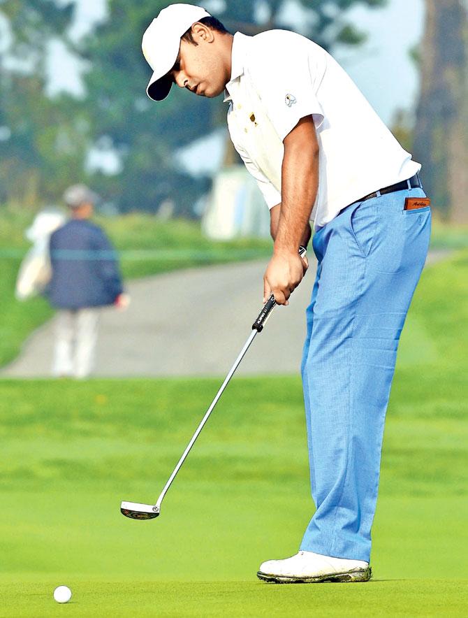 International Team player Anirban Lahiri of India practices ahead of the Presidents Cup in Incheon, Korea, yesterday. Pic/AFP