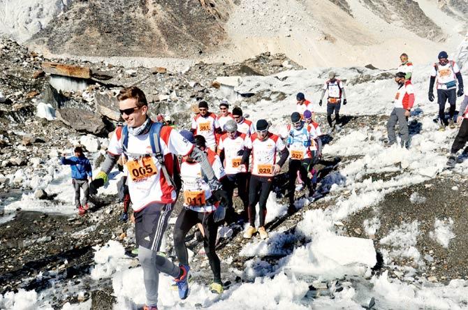 The Tenzing-Hillary Everest Marathon on October 5, 2015 where runners braved icy temperatures. Pic/AFP
