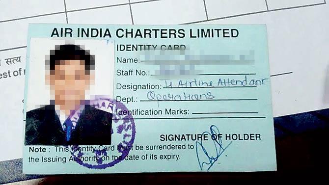 Temporary identity card issued to one crewmember