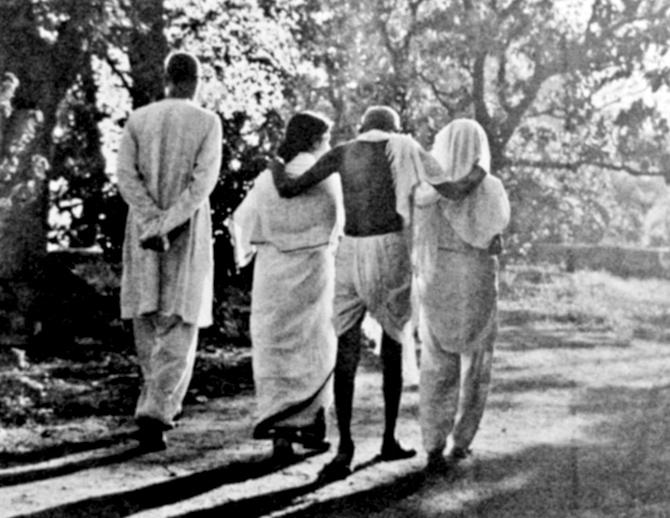 Mahatma Gandhi during his march through Bihar, March 1947. pic courtesy/Jagan Mehta 