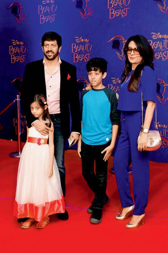 Mini Mathur and Kabir Khan with their kids at the premiere