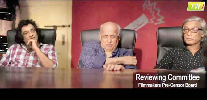 A video grab with Mahesh Bhatt (centre) and Sudhir Mishra (right)