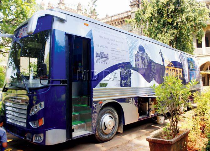 The air conditioned museum bus can accom-modate 15 people at one go. Pics/Tushar Satam
