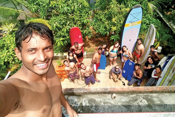 Partha Varanashi with fellow surfers