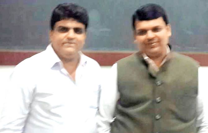 Riyaz Bhati (left) with Chief Minister Devendra Fadnavis. Bhati has posted several pictures with celebrities on his social media profiles