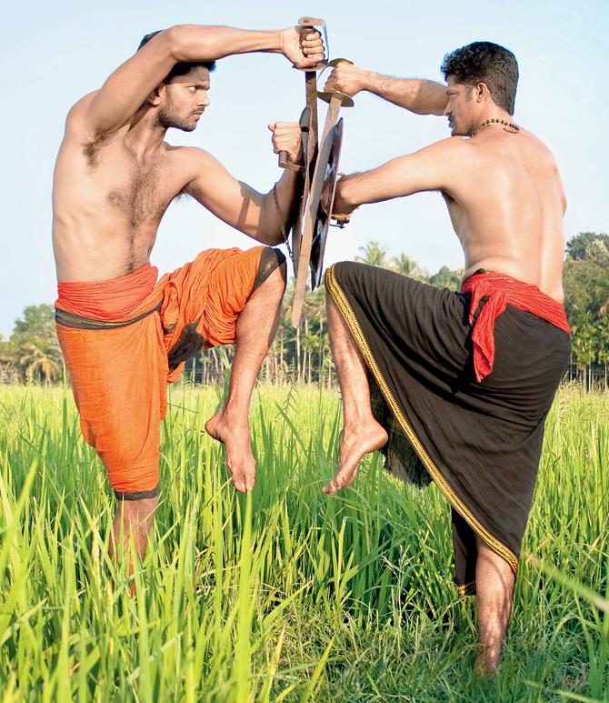 Shields and swords are integral to the Kalaripayattu routine