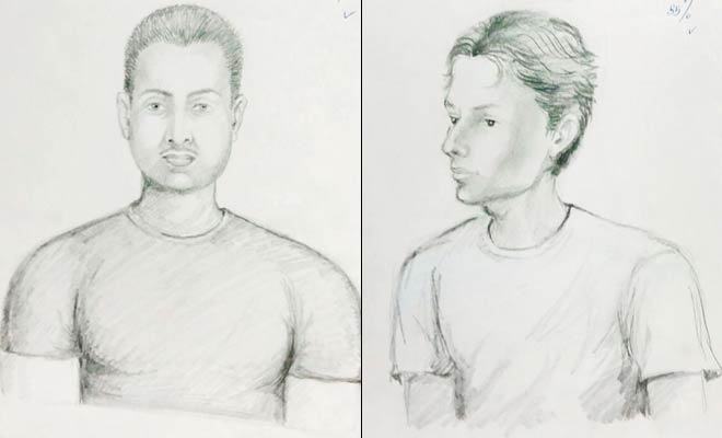 The cops are on the hunt for the suspects and have prepared sketches of two of them, based on descriptions by the auto driverThe cops are on the hunt for the suspects and have prepared sketches of two of them, based on descriptions by the auto driver