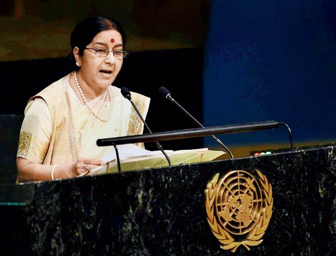 She said these attacks are meant to legitimise Pakistan’s illegal occupation of parts of the Indian State of Jammu and Kashmir and its claim on the rest of it. Pic/PTI
