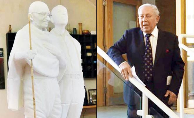 The Gandhi and Kallenbach statues and Yusuf Hamied