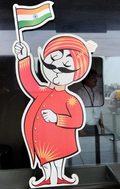 The ticket window of Air India displaying its logo the 