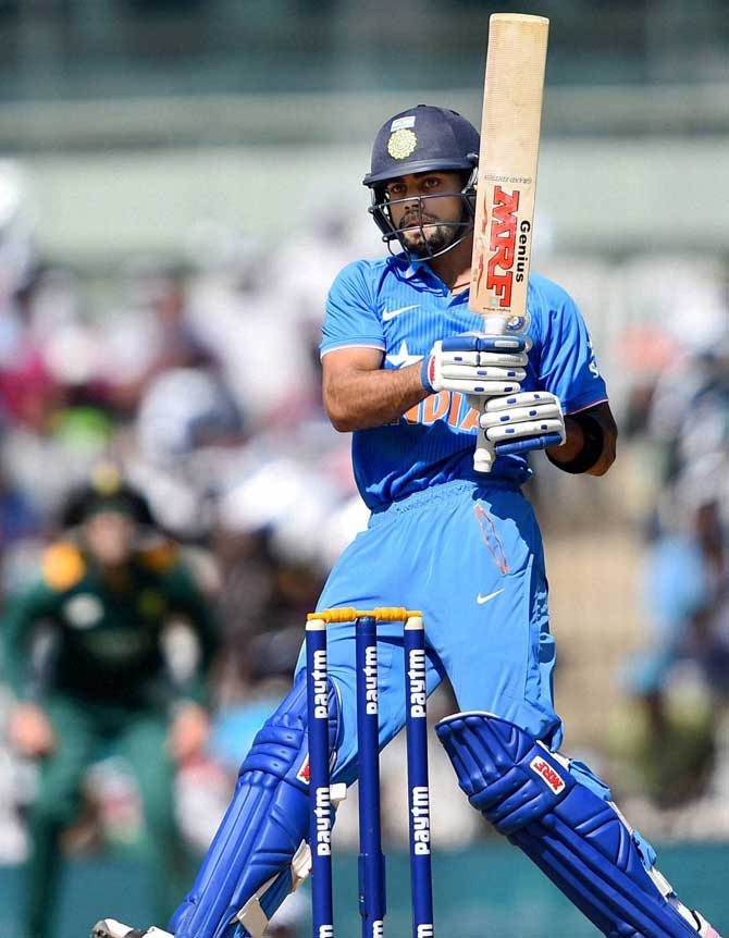 Virat Kohli en route his 138 against South Africa in  Chennai on Thursday