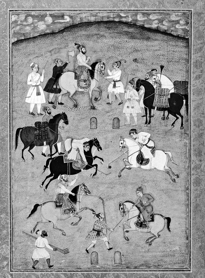 A Mughal painting of a polo match from the 17th century. PIC/COURTESY VICTORIA AND ALBERT MUSEUM, LONDON 