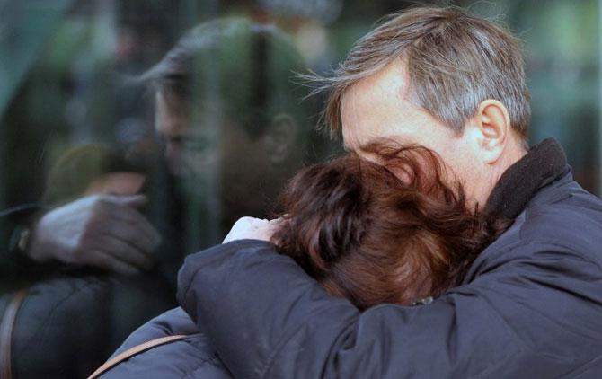 Family members of the passengers who died in the Russian Airbus aircraft crash mourn the loss of their loved ones. Pic/AFP