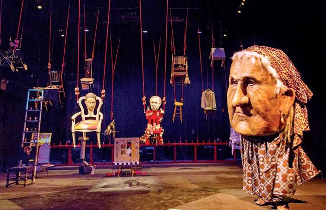 Theodora is known for incorporating Japanese Bunraku theatre inspired life-size puppets in her performances