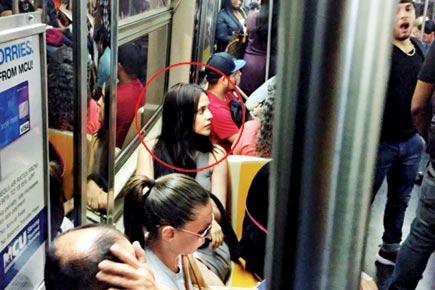 Neha Dhupia travels in New York subway