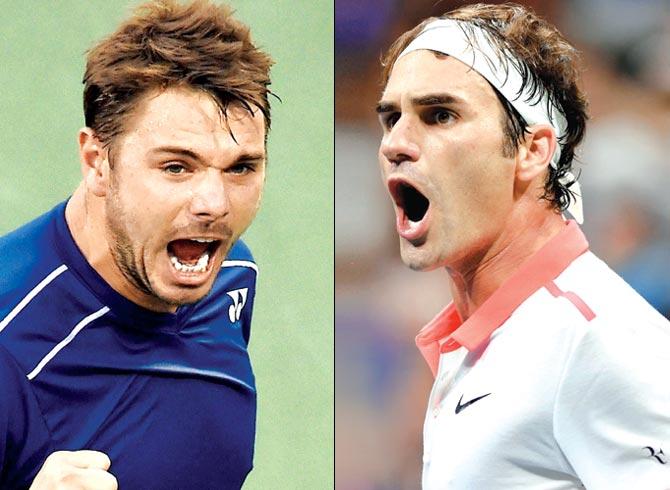 Roger Federer will meet Stanislas Wawrinka (left) in an all-Swiss US Open semi-final in New York on Friday night. Pics/AFP