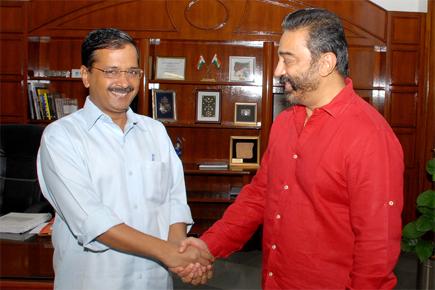 Kamal Haasan meets Delhi CM Arvind Kejriwal