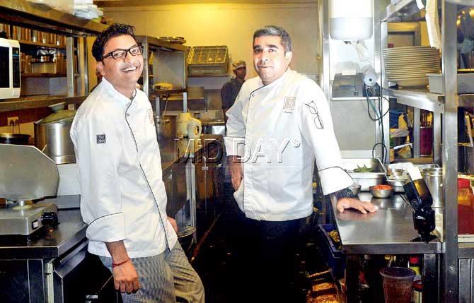 Cylde Comollo and Jaydeep Mukherjee at Indigo Deli, Bandra West. Pic/Pradeep Dhivar Not without my sous chef