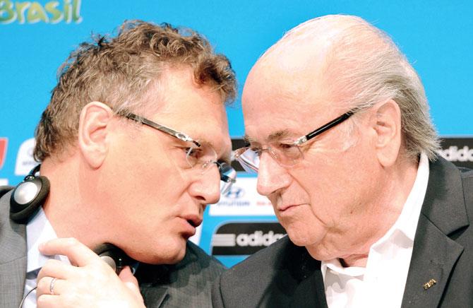 FIFA President Sepp Blatter (right) with Jerome Valcke. Pic/AFP