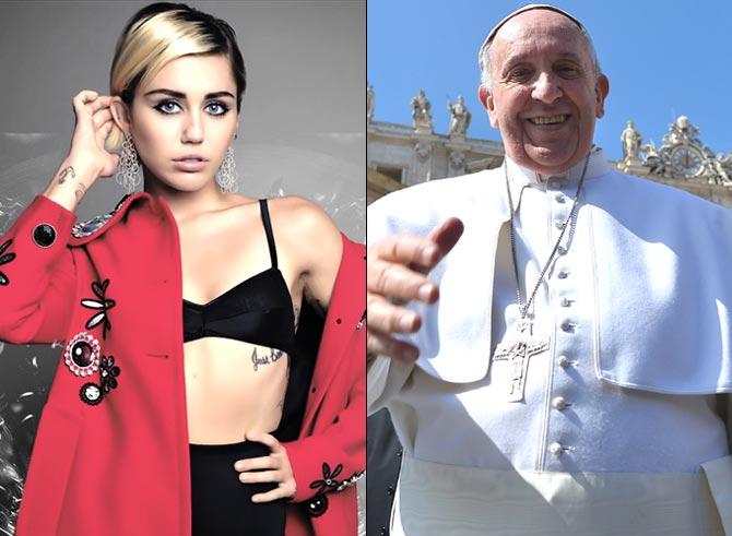 Miley Cyrus (Pic/Santa Banta) and Pope Francis (Pic/AFP)