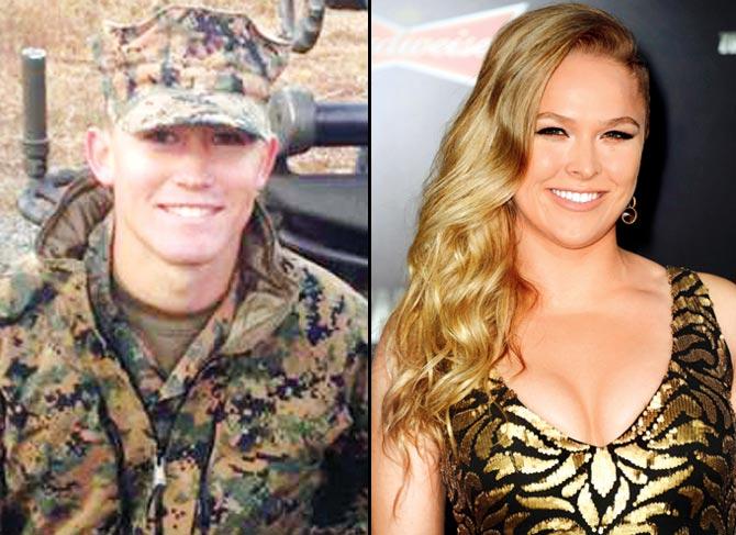 American soldier Jarrod Haschert and Ronda Rousey (Pic/AFP)