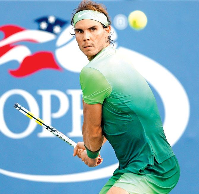 Rafael Nadal returns during the US Open second round tie. Pic/AFP