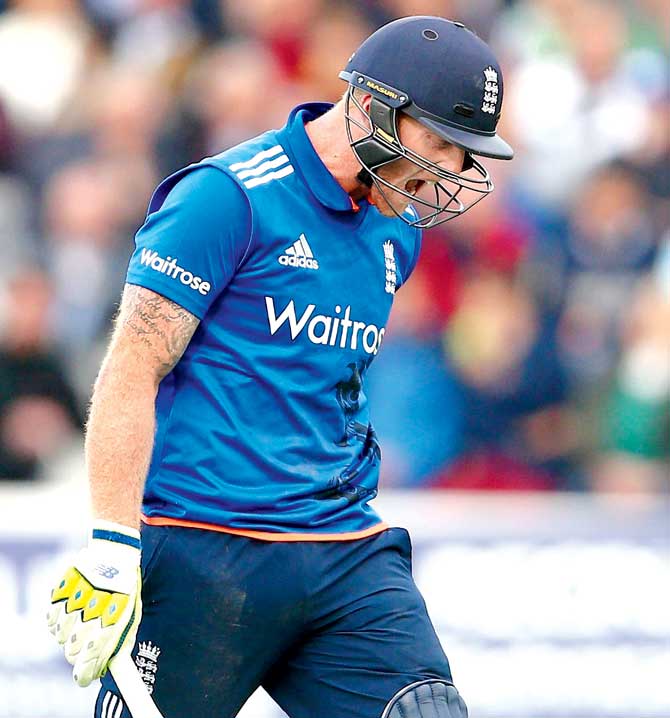 Ben Stokes shows his frustration after being given out Obstructing the Field. Pic/Getty Images