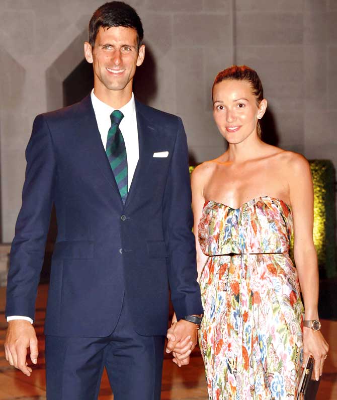 Novak Djokovic and wife Jelena Ristic at the Wimbledon Champions dinner in July this year in London. Pic/Getty Images 