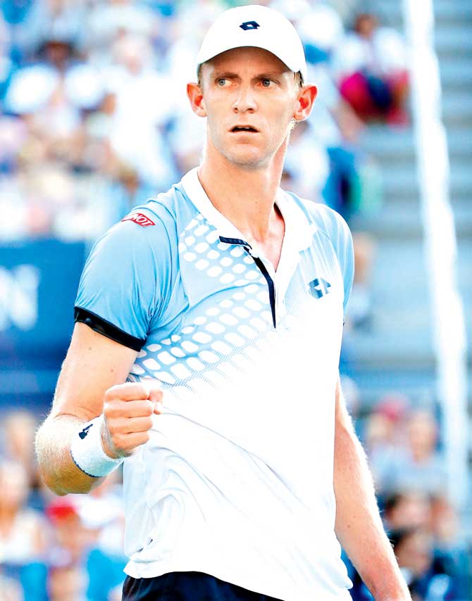 South African Kevin Anderson celebrates his US Open win over Andy Murray