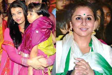 Aishwarya Rai Bachchan, Vidya Balan seek Lord Ganesha's blessings