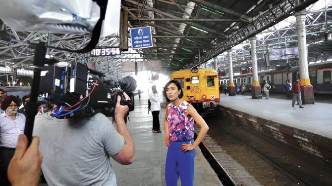 Presenter Anita Rani shooting live on location at the Chhatrapati Shivaji Terminus for the series, World’s Busiest Railway. Pics/Amit Vachharajani