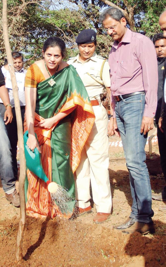 In February this year, MMRC Managing Director Ashwini Bhide and a few other officials had visited the proposed site for the Metro-III car shed at Aarey Colony to plant a few saplings. File pic