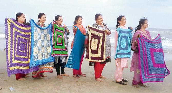 A crochet meet at Besant Nagar Beach in Chennai