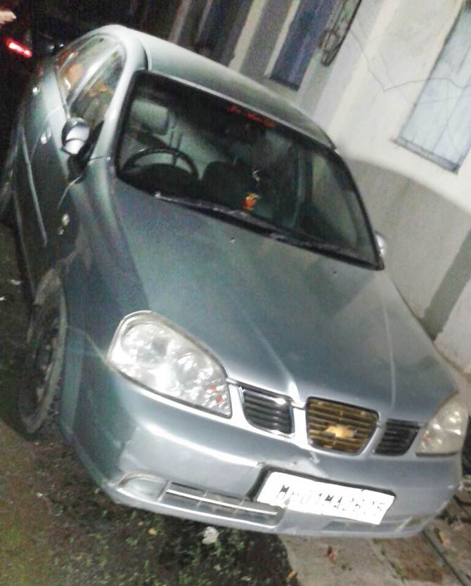 The Chevrolet Optra in which Sheena Bora was allegedly murdered by Indrani Mukerjea and Sanjeev Khanna. Shyam Rai, who was the first to confess to the crime, was driving the car