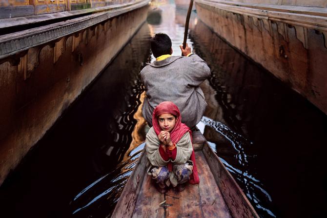 Father and daughter on Dal Lake, Srinagar, Kashmir, 1996