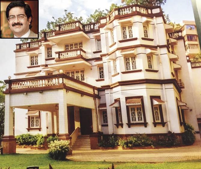 The plot size of the bungalow is about 31,495 sq ft and it has various open spaces, including a large parking area. (Insert) Kumar Mangalam Birla