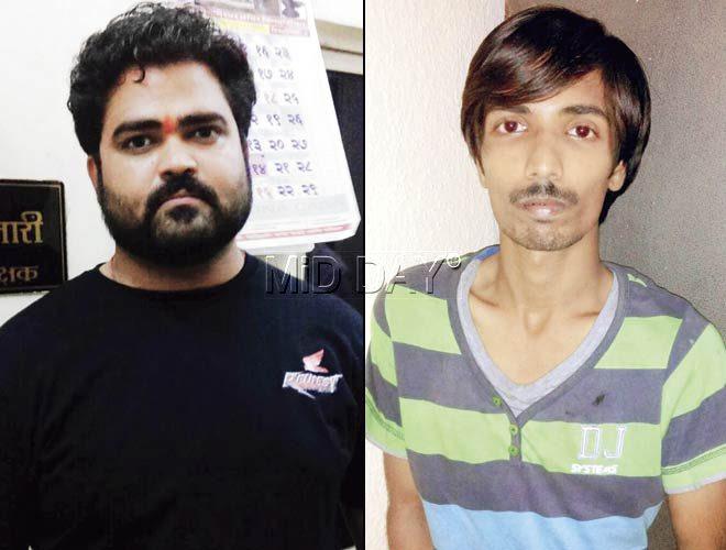 Mangesh Gaikar (left) used to change the IMEI numbers of the stolen cell phones he used to sell out of his Thane shop. The racket was busted after one of Gaikar’s employees, Chirag Parmar (right), confessed to the crime. Pics/Rajesh Gupta