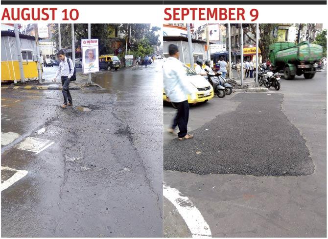 The latest repair was carried out yesterday, even though the BMC had already filled the pothole just the day before. Since August 10, this is the fifth repair