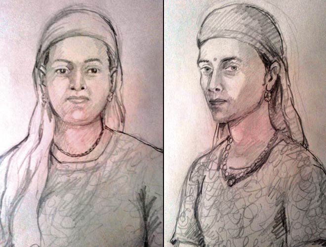The sketches of the two women who kidnapped the girl