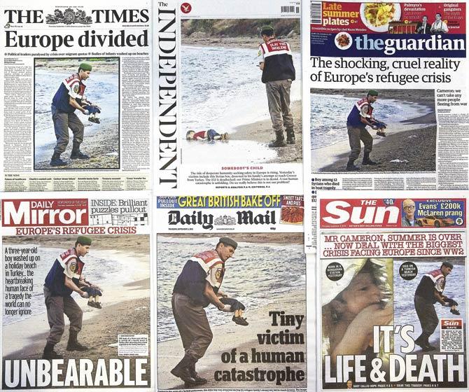 The image spread like lightning through social media and dominated front pages all over Europe, with commentators saying it had rammed home the horrors faced by those fleeing war and conflict in the Middle East. Pic/AFP
