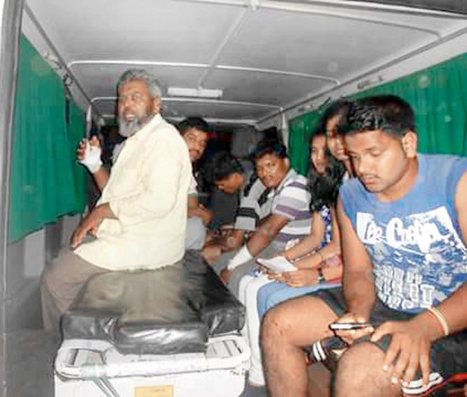 Victims being escorted from the  sub-district hospital to government hospitals in Pune