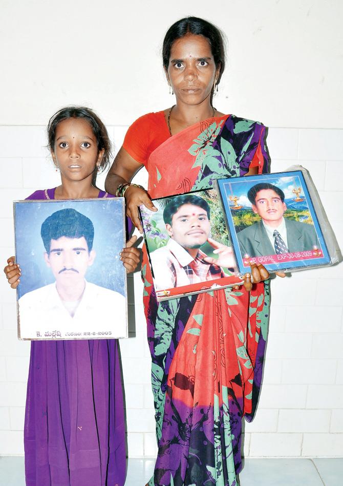 Patlavath Lalita. Lost three brothers and husband; supports mother-in-law and three sons