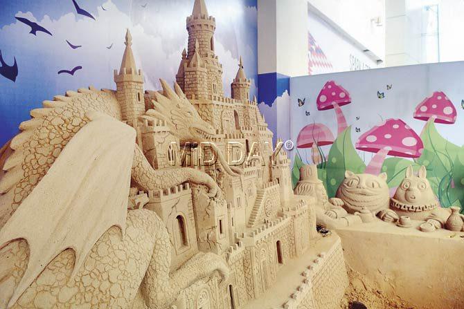 The fairy tale comes alive with the castle and dragon made with details