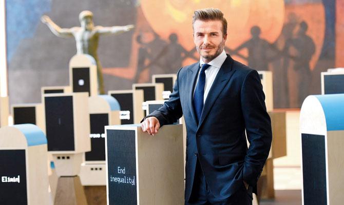 UNICEF Goodwill Ambassador David Beckham at the United Nations General Assembly on Thursday. PIC/AFP