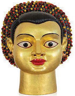 Devi (1998) by G. Ravinder Reddy; synthetic polymer paint and gold leaf on polyester resin fiberglass. PIC/SAFFRONART